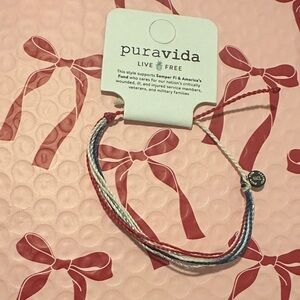 Puravida Red, White, Blue and Silver Original String Bracelet NWT